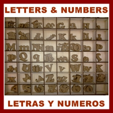 Letras y numeros de madera para signos y decoracción